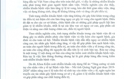 ĐỀ ÁN TĂNG CƯỜNG TUÂN THỦ VỆ SINH TAY CHO NHÂN VIÊN Y TẾ TẠI BỆNH VIỆN SẢN NHI TỈNH QUẢNG NGÃI